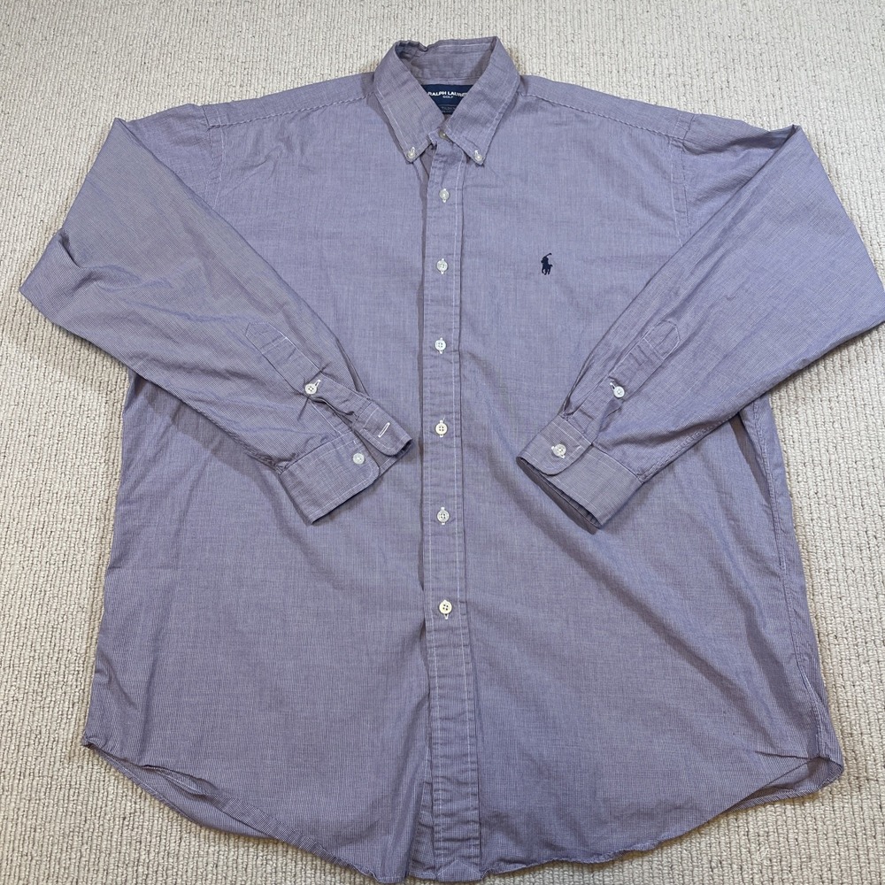 Ralph Lauren Golf Mens Large Tilden Check Button Down Long Sleeve Shirt Purple
